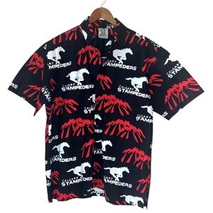 Calgary Stampeders CFL Canada Horses Mountains Button Up Light Cotton Fan Shirt